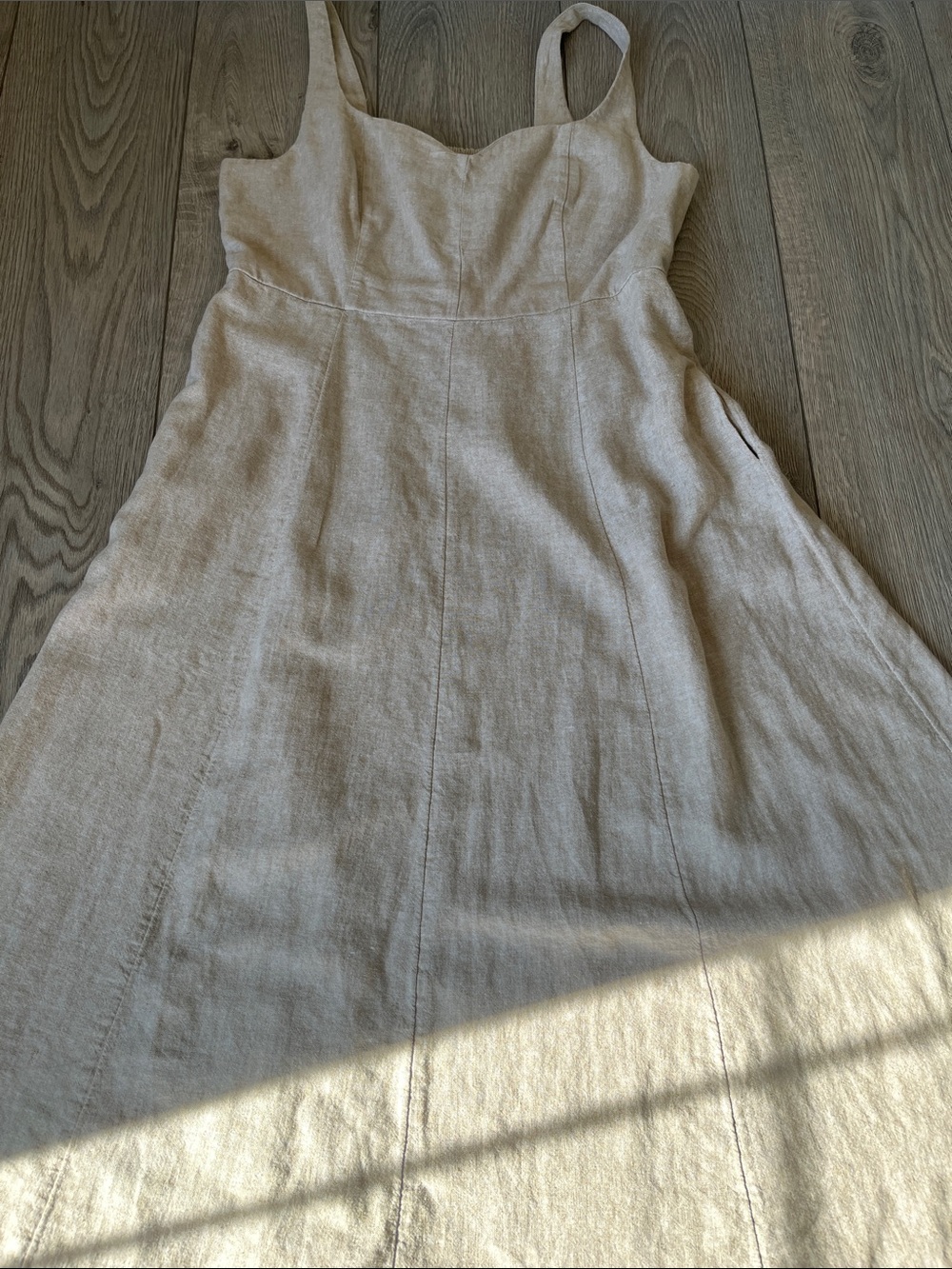 Old Navy Linen Fit And Flare Sleeveless Midi Dress In Flax Size Large - Picture 5 of 7